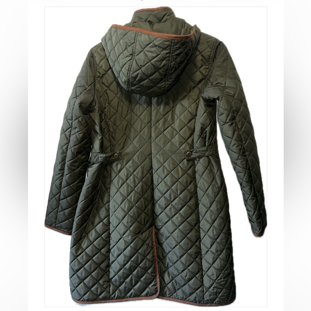 💚 LAUREN RALPH LAUREN Green Hooded Quilted Coat; Size XS - Picture 7 of 15